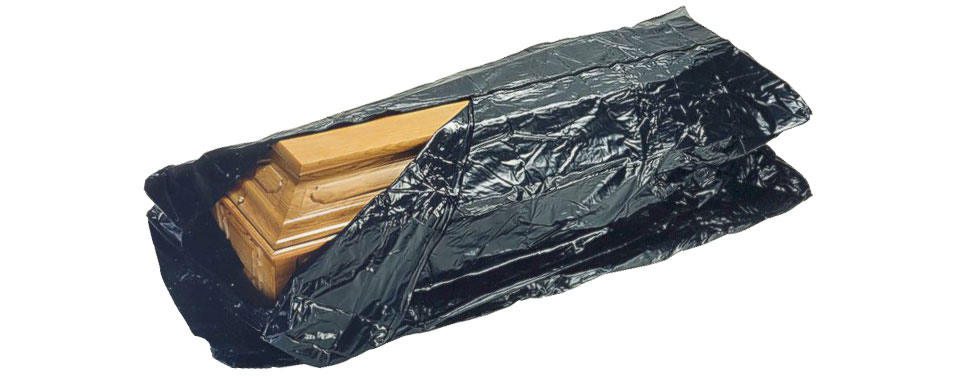 housse funéraire d'exhumation préformée noire hyodall pour cercueil