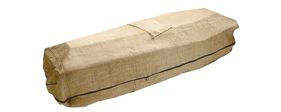 housse funéraire de transport pour cercueil en toile de jute hyodall - porte document extérieur